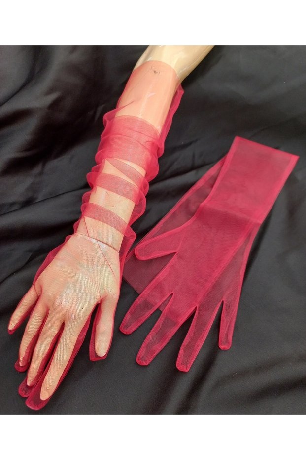 Bella Evening Dress Bridal Party Gloves Long Red