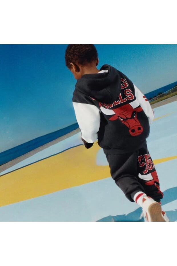 Unisex Bulls Bull Printed Oversize Children's Hooded Sweatshirt Tracksuit Set