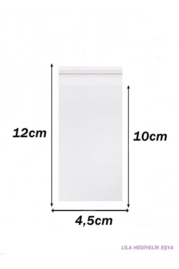 200 Adet 4x12 cm Şeffaf Bantlı Opp Jelatin Poşet ,Yapışkanlı Torba 4*12 Jelatin Poşet - 2