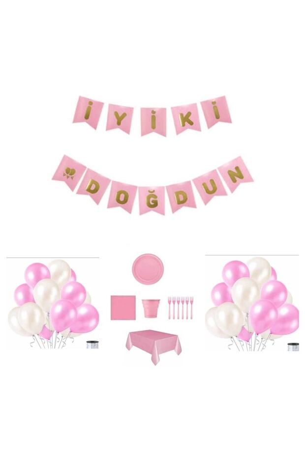 MINI PARTY STORE PINK BIRTHDAY SET 25 PERSON
