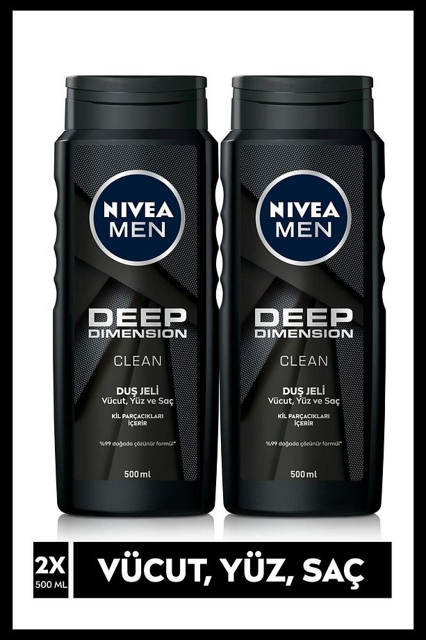 Men Deep Dimension Duş Jeli, 500 ml x2 Adet,Saç,Yüz ve Vücut için - 1