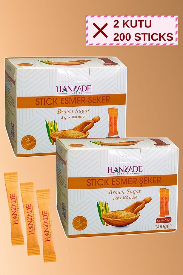 Stick Kahverengi Esmer Şeker 100 Sticks 300 Gr x 2 Adet - 2