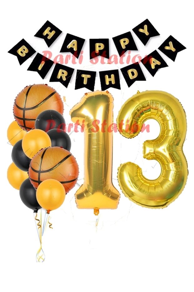Basketball Concept 13 Year Old Balloon Set Basketball Theme Birthday Balloon Set