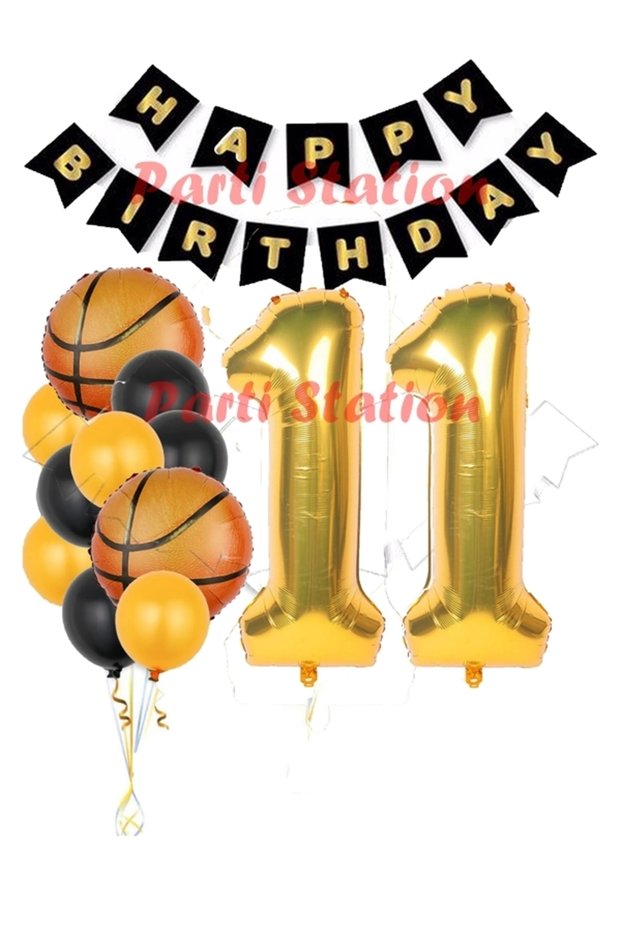 Basketball Concept 11 Year Old Balloon Set Basketball Theme Birthday Balloon Set
