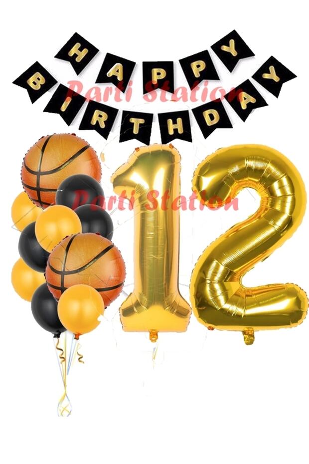 Basketball Concept 12 Year Old Balloon Set Basketball Theme Birthday Balloon Set