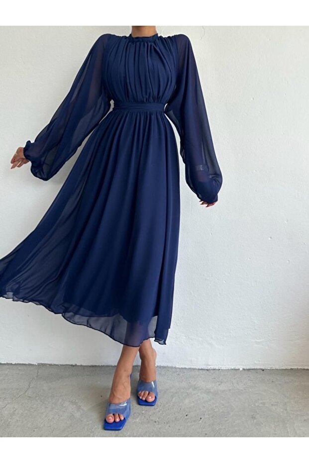 Melina Mavi Elbise - 1