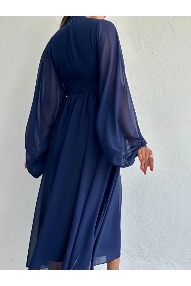 Melina Mavi Elbise - 3
