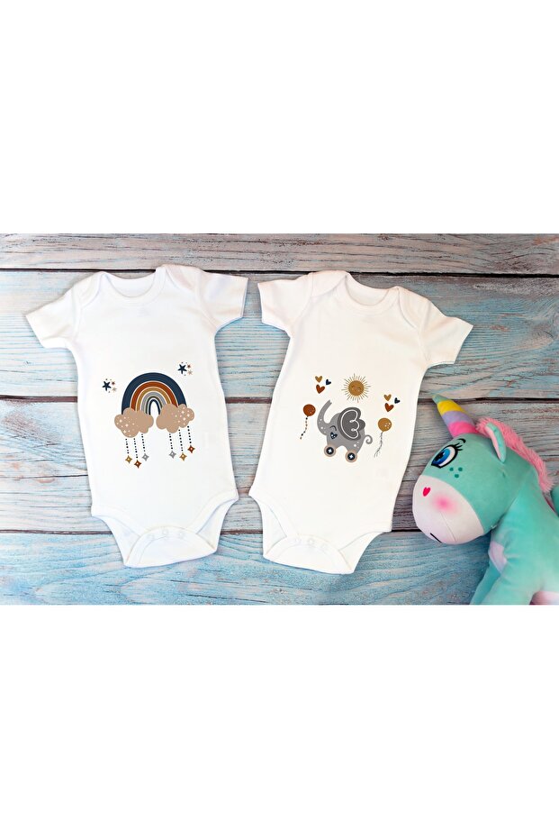 Special Design Licensed Boho Baby Double Baby Bodysuit White 2-Piece Mother Father Baby Bodysuit