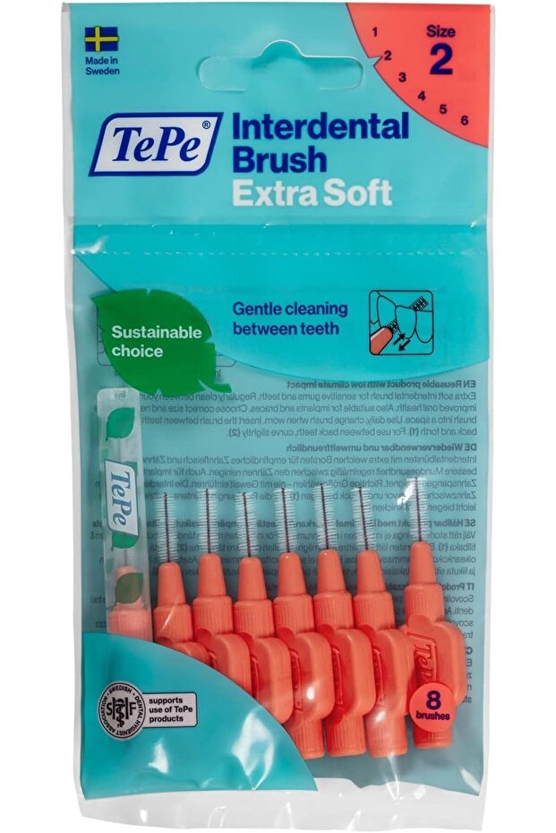 TEPE X-Soft 0.5 مم - فرشاة واجهة أسنان حمراء 8 قطع