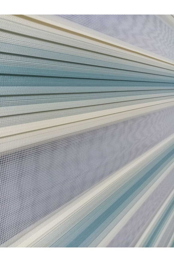 Stor Zebra Perde Brillant 2023 Sezonu Yeşil,krem Pliseli Zebra Stor - 2