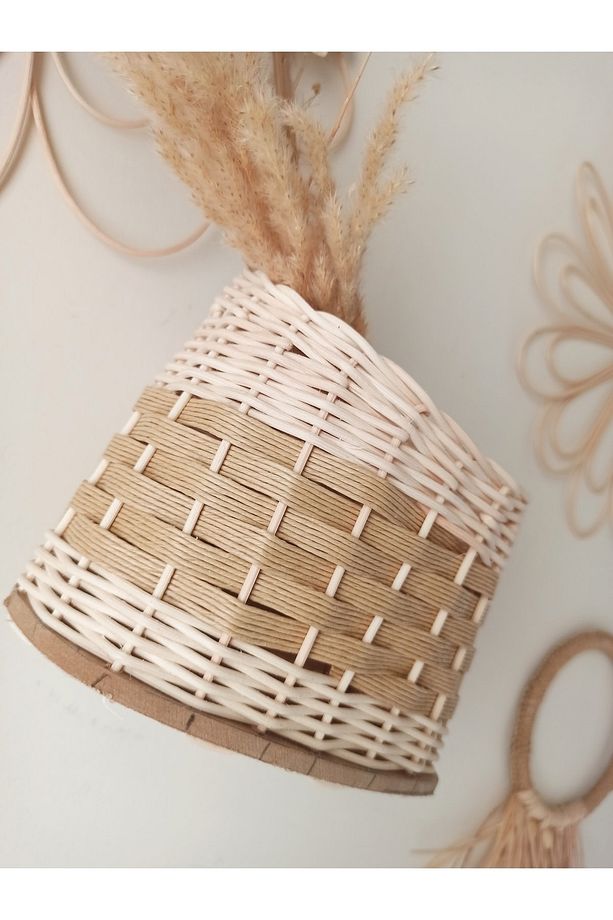 hasır bambu rattan duvar sepeti kapı süsü - 4