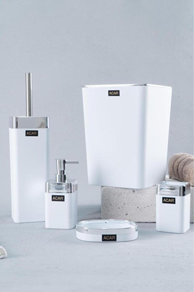 Aria 5 Piece Acrylic Bathroom Set White - AKR-05506/8