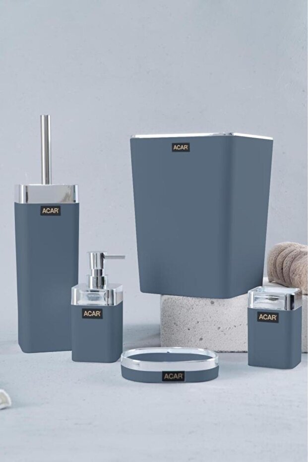Aria 5 Piece Acrylic Bathroom Set Gray - AKR-05506/8