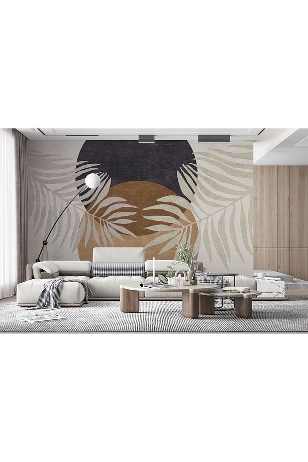 Abstract Yaprak Desenli Duvar Kağıdı, Iç Içe Geçen Daireler Duvar Resmi - 4