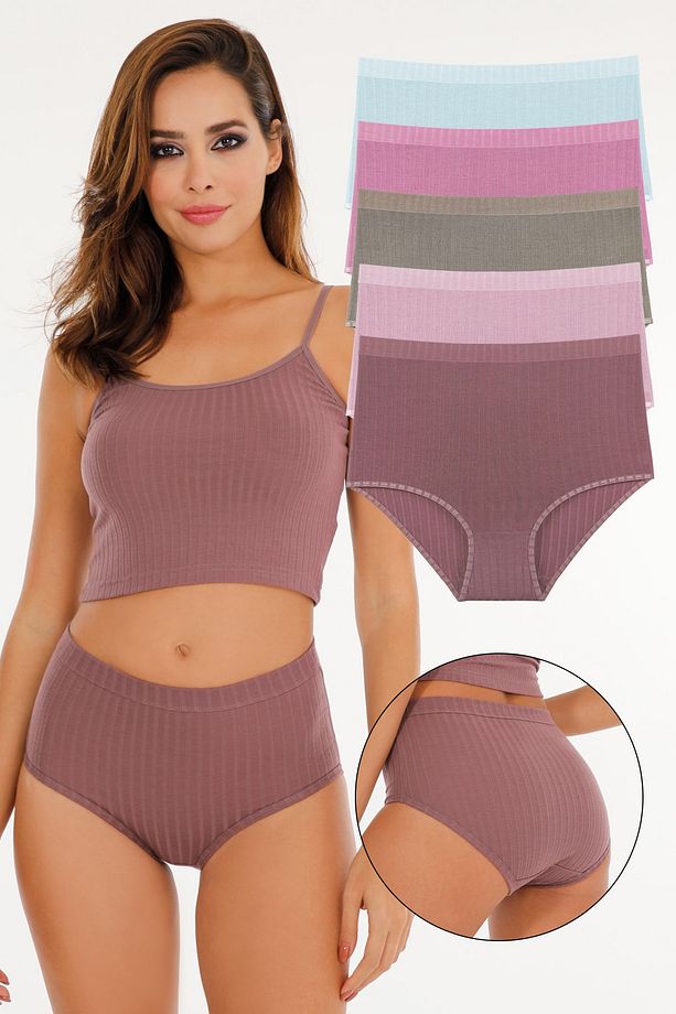 Kadın Fitilli Soft Renkler 5'li Yüksek Bel Külot Set - Kts3054 - 1