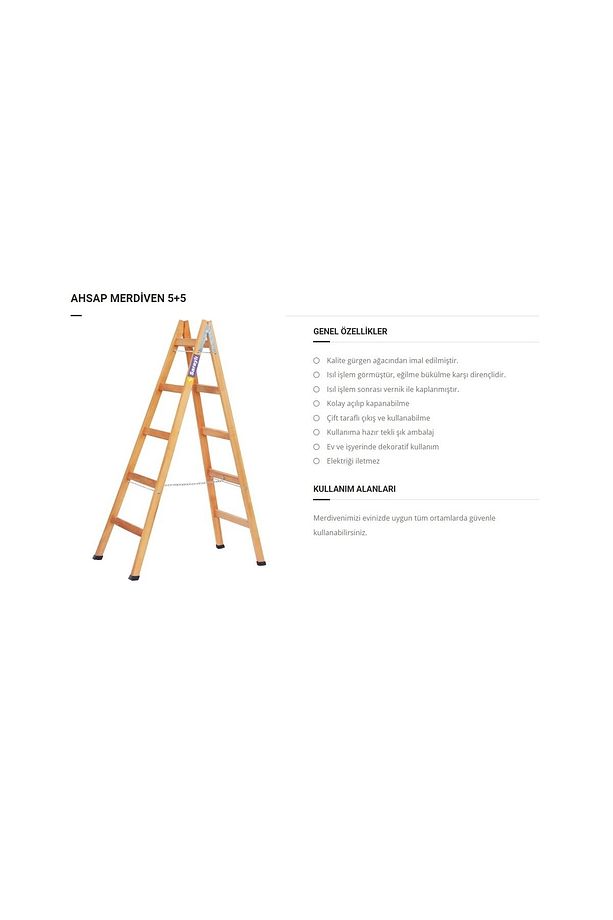 Xxx Ahşap Merdiven Gürgen Ağacı Çift Çıkışlı A Tipi 5 5 Basamaklı - 3