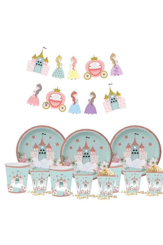 Prenses Temalı Tabak Bardak Mısır Kutusu - 5