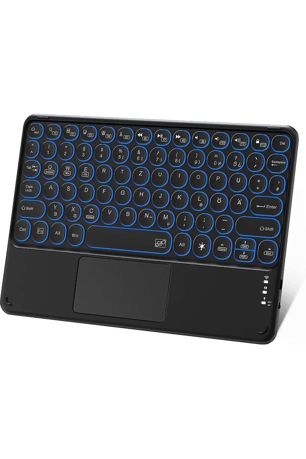 Hometech Alfa 10LM Uyumlu Şarjlı Touchpadli Yuvarlak Tuş RGB Bluetooth Klavye - 2