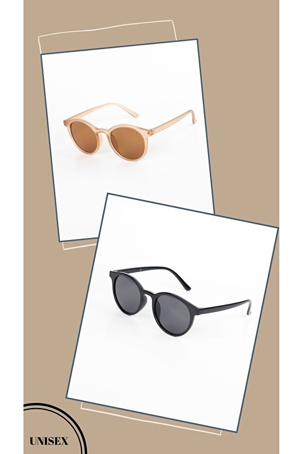 Unisex 2-Piece Combination UV400 Protected Sunglasses (cream-black) (Lancement Price)