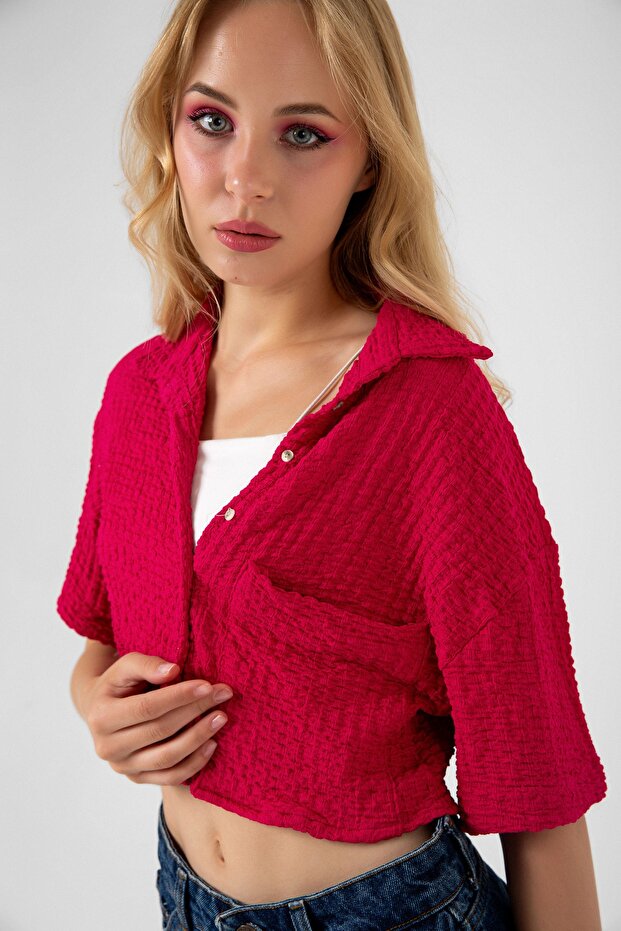 Bürümcük Cepli Crop Gömlek - 2