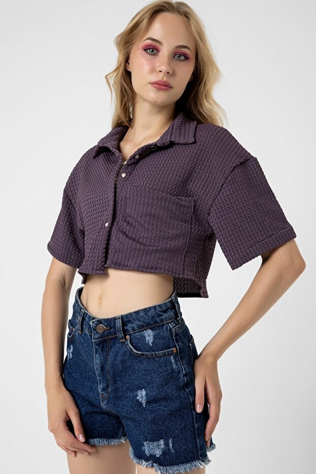 Bürümcük Cepli Crop Gömlek - 1