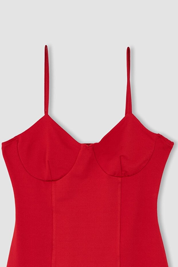 Bodycon Basic Askılı Mini Elbise - 2