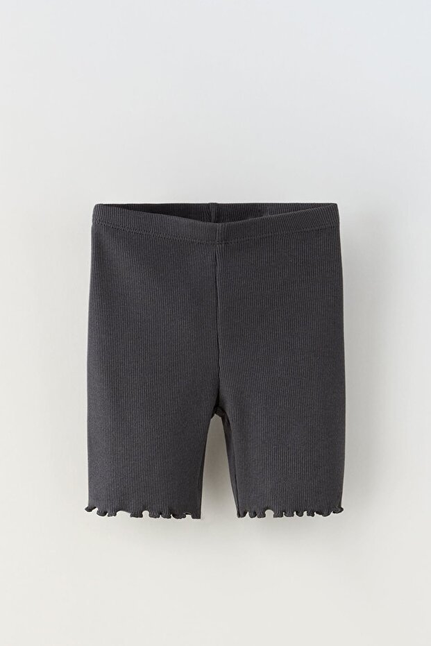 Black, Ribbed Children's Biker Leggings HB00890