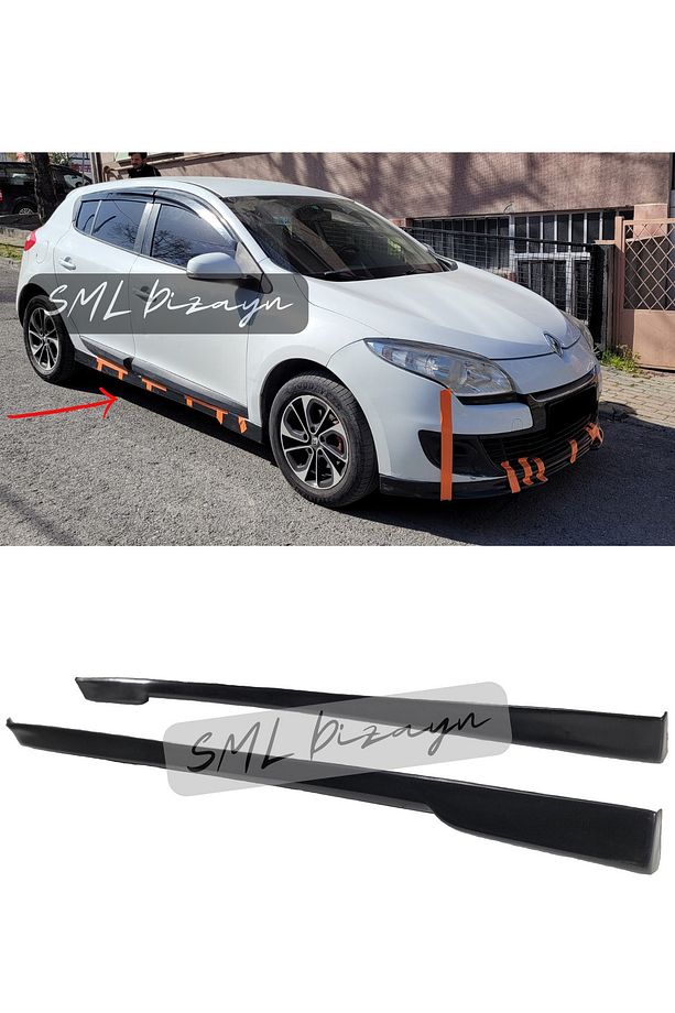 Renault Megane 3 Yan Marşpiyel 2008-2016 (PLASTİK) Boyasız Megan-megane 3 Yan-marşbiyel-bodykit-ek - 2