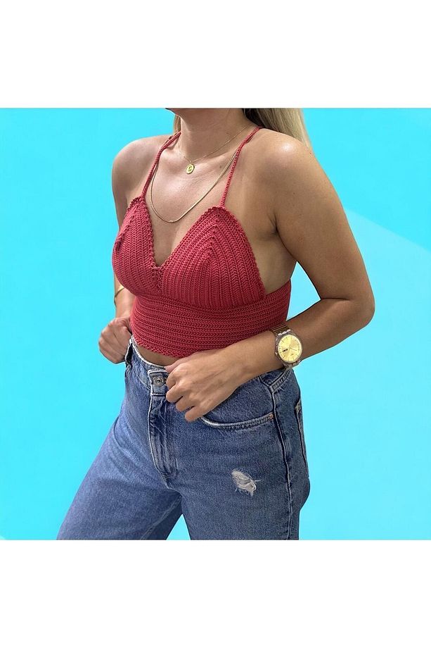 Örgü Bralet / Örgü Bikini Üstü / Kroket Bikini / Örgü Crop /büstiyer / Crop - 3