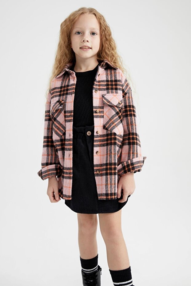 Langärmliges Hemd mit karierten Taschen für Mädchen - 4