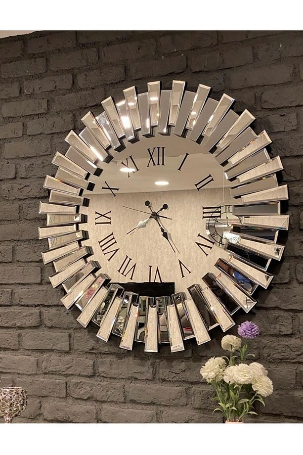 Dekoratif 80 Cm Ölçülerinde Şık Piyano Duvar Saati Ayna Bronz - 1