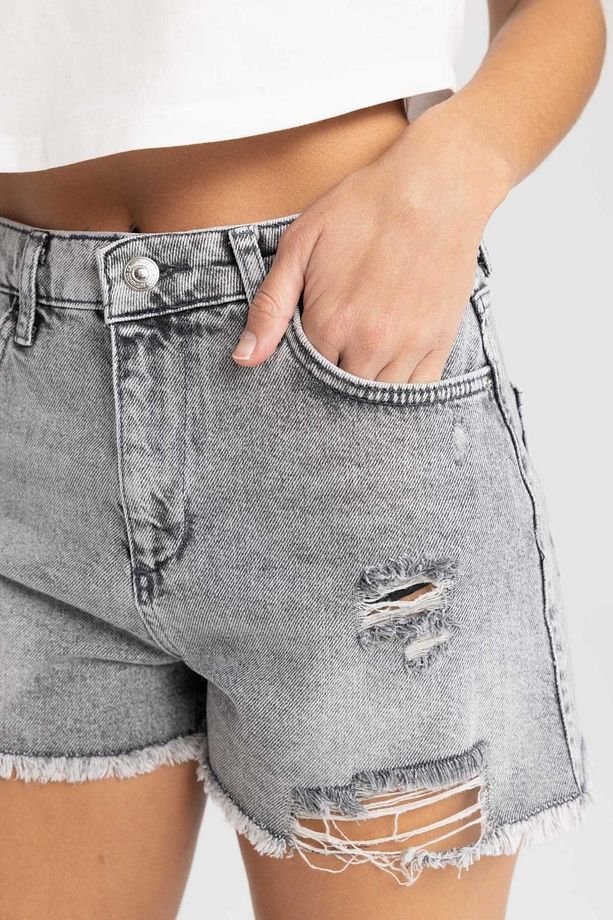 Normal Bel Kesik Uçlu Paça Jean %100 Pamuk Şort A2603ax23sm - 6