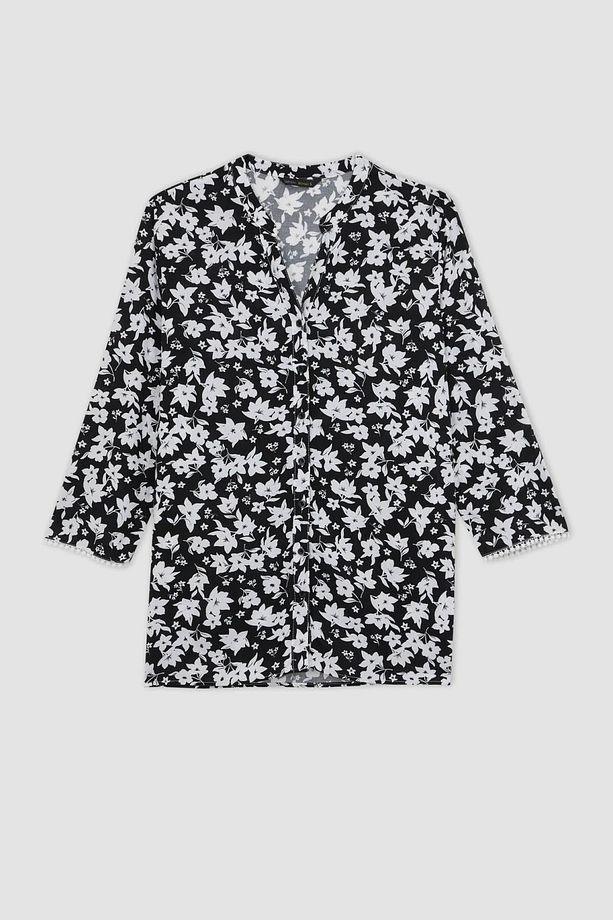 Regular Fit Bisiklet Yaka Desenli Uzun Kollu Gömlek U2962az23sm - 7