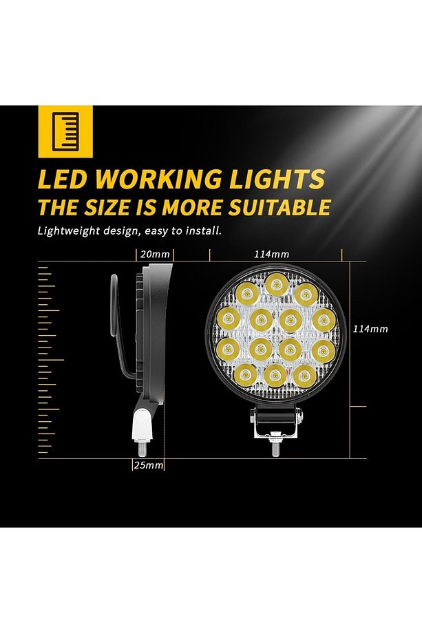 2 ADET Off Road 14 Led 42 Watt Yuvarlak Traktör Tır Kamyon Tekne Sis Farı Projektör Çalışma Lambası - 3