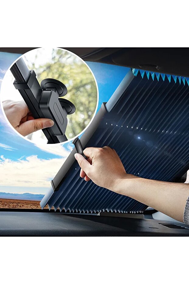 الزجاج الأمامي السيارات سيارة الدفع الرباعي شاحنة انزلاق الشمس الظل الزجاج الأمامي انزلاق الجيل الجديد ظلة معدنية - 1