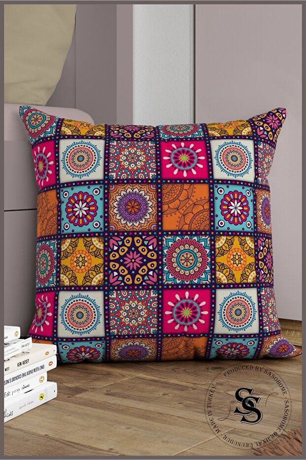 Husă de pernă cu model Mandala imprimată digital - Patchwork - 1