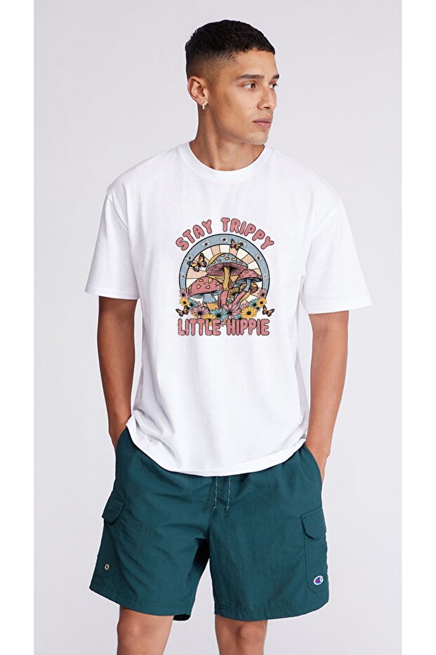 Stay Trippy Little Hippie Printed Oversive T-shirt