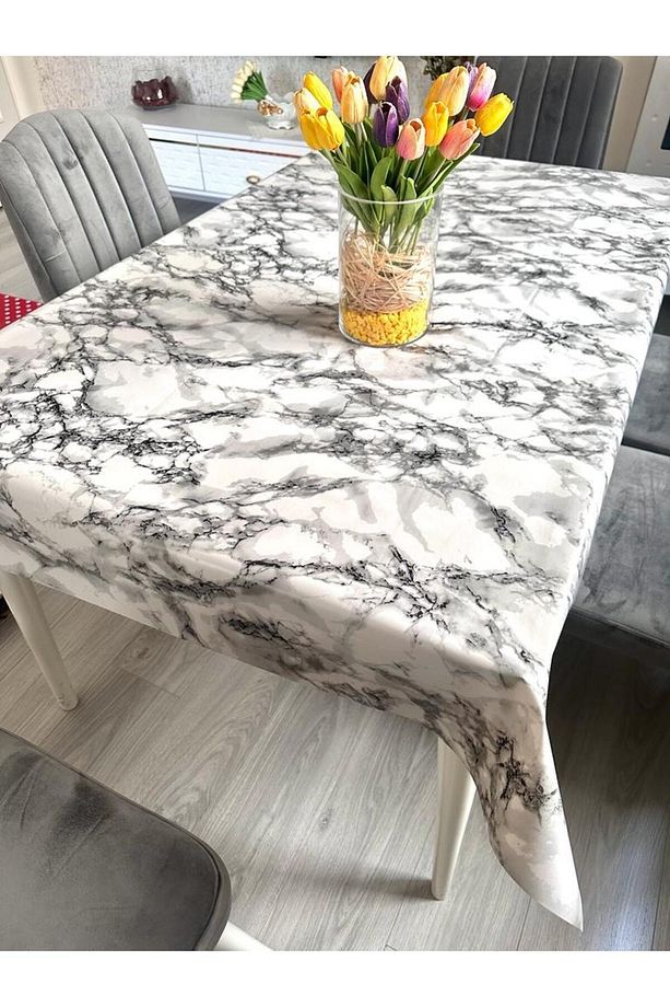 Mermer Desenli Masa Örtüsü 1. Sınıf Pvc/silinebilir/yıkanabilir - 1