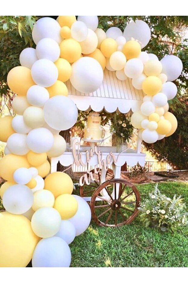DAISY CONCEPT BIRTHDAY PARTY BALLOONS YELLOW WHITE PASTEL BALLOON CHAIN SET