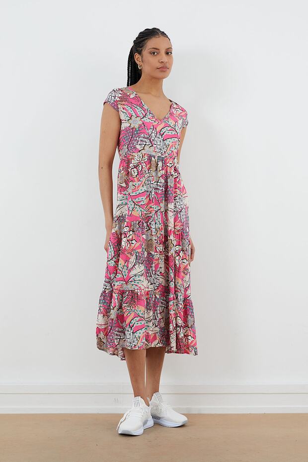 V-neck Patterned Dress - 1