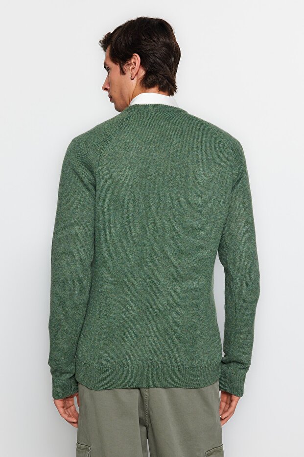 Mint Unisex Fit Yünlü Bisiklet Yaka Reglan Kol Dokulu Triko Kazak TMNAW22KZ0290 - 5