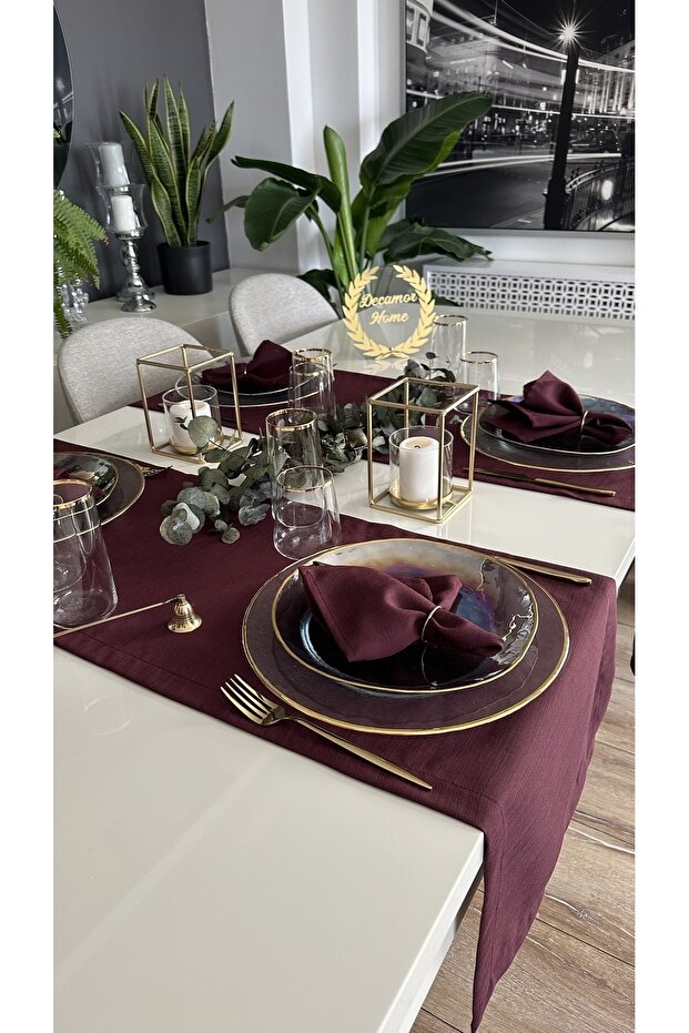 Royal Linen Textured Plum Short Runner 1 Piece (Napkin Not Included)