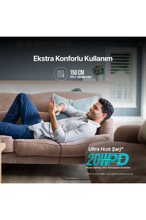 USB-C - Lightning Hızlı Şarj Kablosu 150cm 2DK41 ttec AlumiCable Halat Kablo - 2