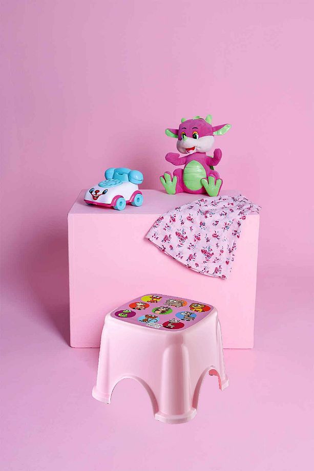 Çocuklar İçin, Yükseltici, Kaymaz Basamak, Çocuk Basamağı, Banyo İçin Pembe Tabure - 1