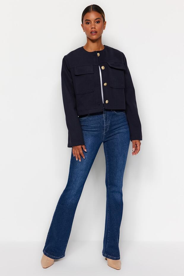 Detailní bunda s knoflíkem v námořnické modré barvě TWOAW24MO00132 - 2