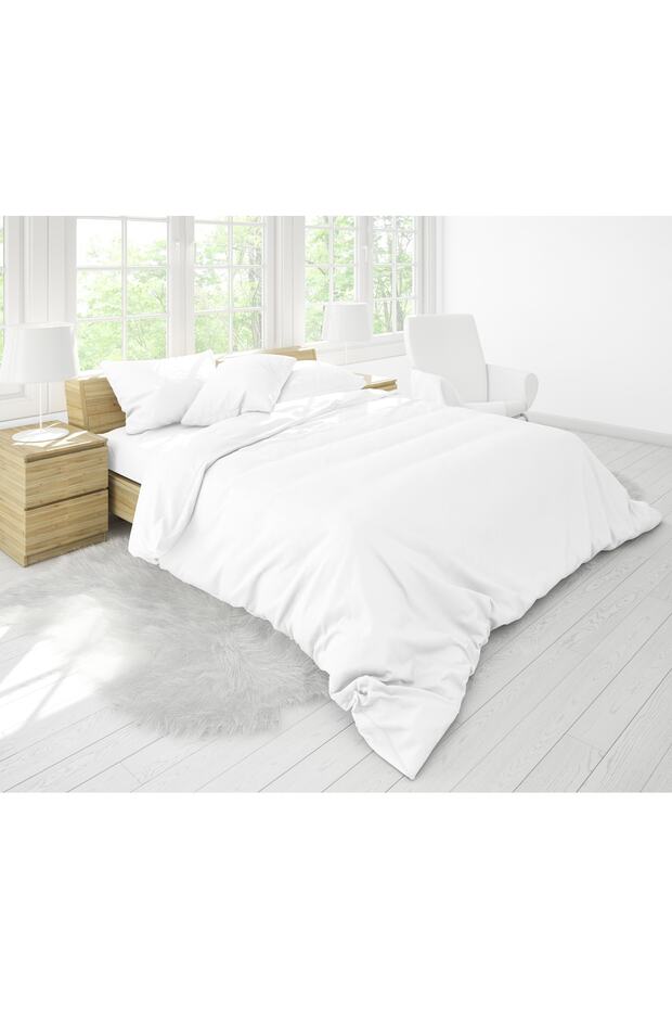 Home Ranforce Luxury Cotton Double Duvet Cover Set - White