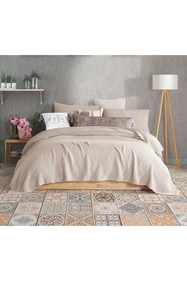 Vizon Tek Kişilik 160 X 240cm Yatak Örtüsü/1 Adet 50x70cm Yastık 4 Katlı Multi Muslin %100 Pamuk - 1