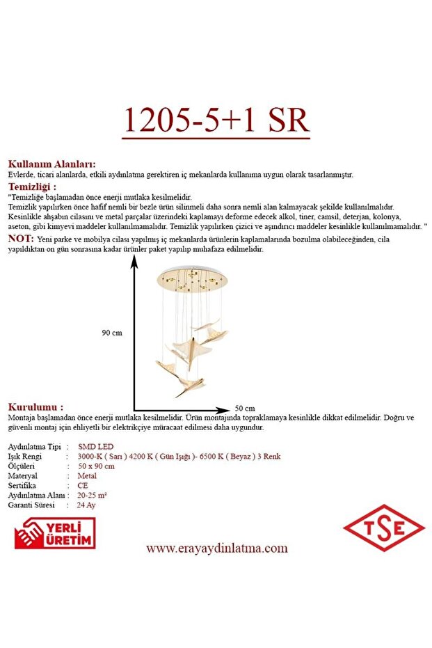 1205-5+1 6 Li Sarı Led Avize - 3