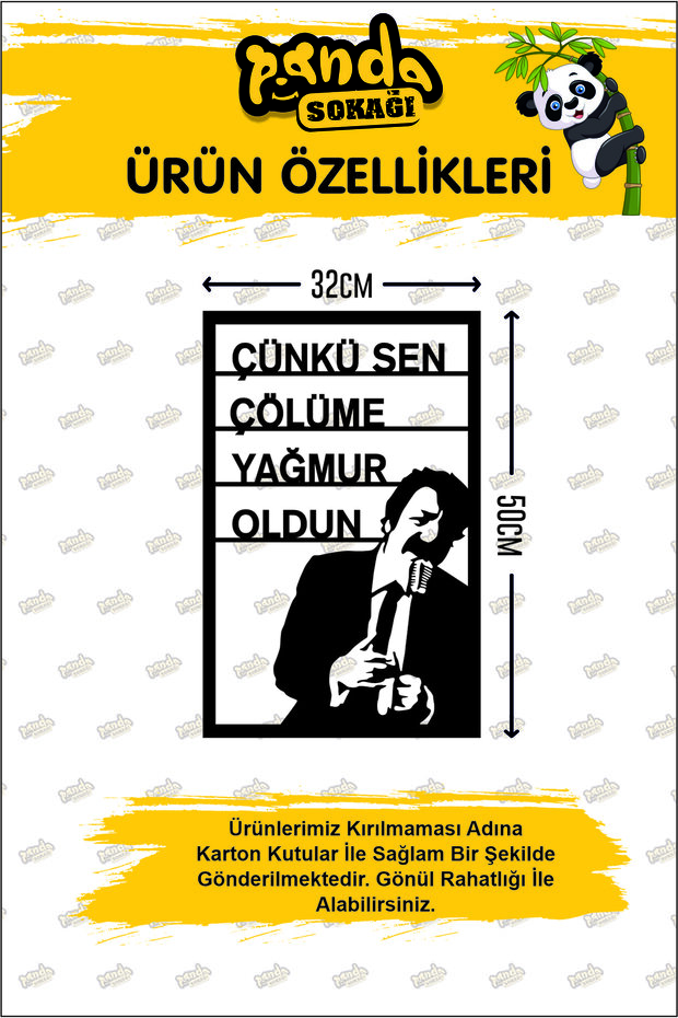 Müslüm Gürses Pilli Ahşap Tablo 32x50cm Pilli Tablo - 4