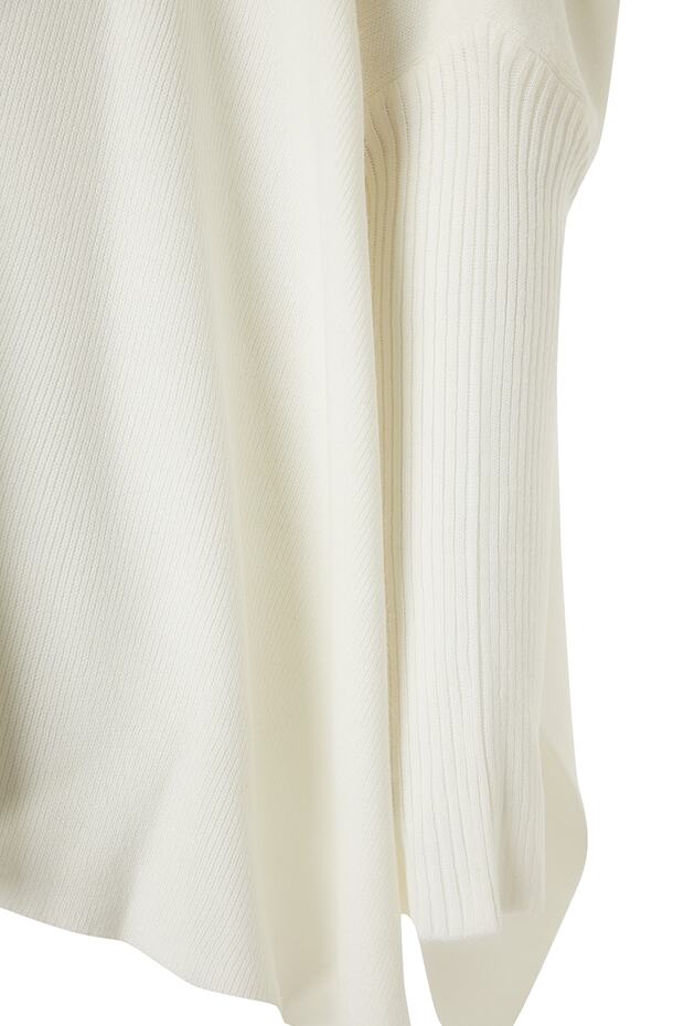 Ecru Relax Fit Sweter Knitwear - Stójka i Rozcięcie Tbbaw24An00032 - 7